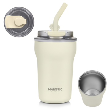 Kubek termiczny ze słomką Majestic Sport Hoody 420 ml biały