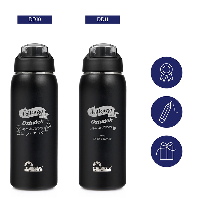 Butelka termiczna Majestic Sport Delta 750 ml czarna - Dzień Dziadka