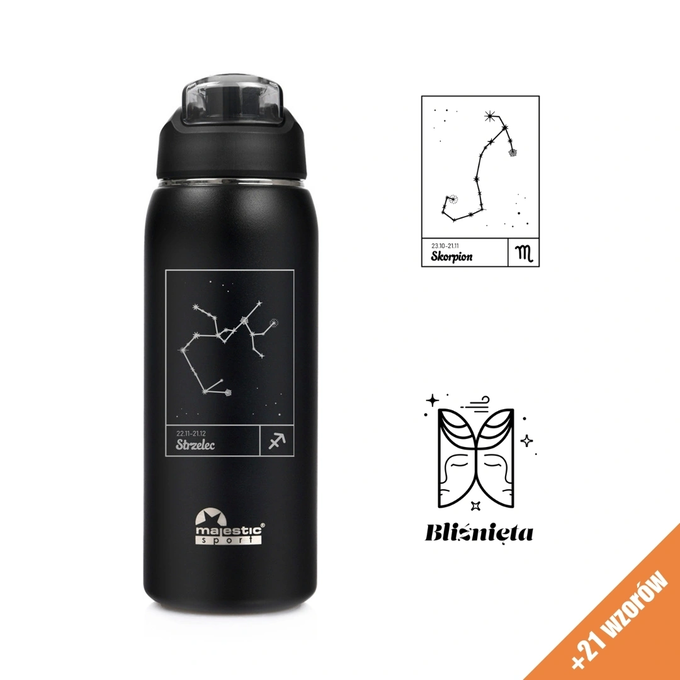 Butelka termiczna Majestic Sport Delta 750 ml czarna - Znak Zodiaku
