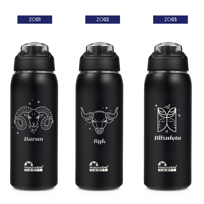 Butelka termiczna Majestic Sport Delta 750 ml czarna - Znak Zodiaku