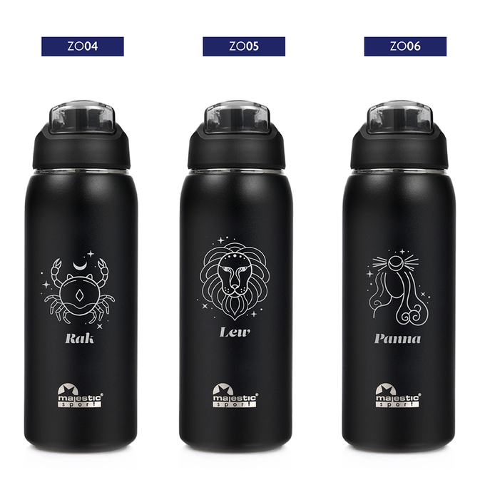 Butelka termiczna Majestic Sport Delta 750 ml czarna - Znak Zodiaku