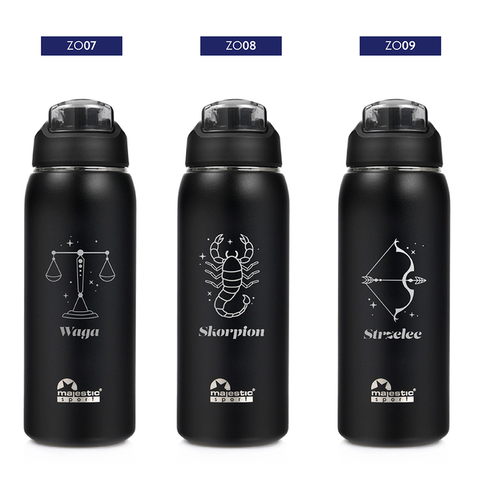 Butelka termiczna Majestic Sport Delta 750 ml czarna - Znak Zodiaku