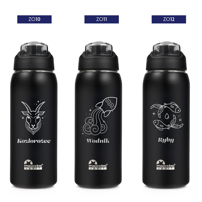 Butelka termiczna Majestic Sport Delta 750 ml czarna - Znak Zodiaku