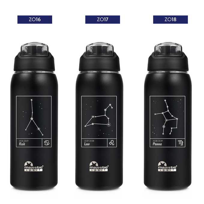 Butelka termiczna Majestic Sport Delta 750 ml czarna - Znak Zodiaku