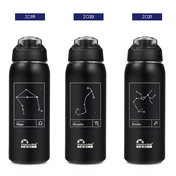 Butelka termiczna Majestic Sport Delta 750 ml czarna - Znak Zodiaku
