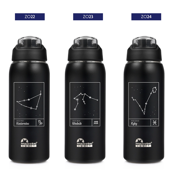 Butelka termiczna Majestic Sport Delta 750 ml czarna - Znak Zodiaku