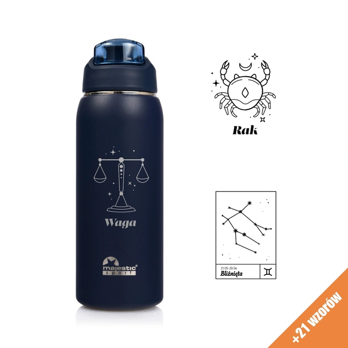 Butelka termiczna Majestic Sport Delta 750 ml granatowa - Znak Zodiaku