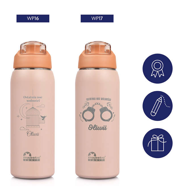 Butelka termiczna Majestic Sport Delta 750 ml różowa - Wieczór Panieński