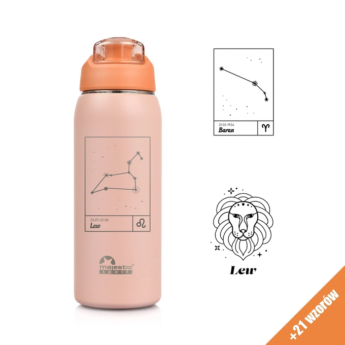 Butelka termiczna Majestic Sport Delta 750 ml różowa - Znak Zodiaku