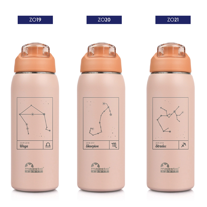 Butelka termiczna Majestic Sport Delta 750 ml różowa - Znak Zodiaku