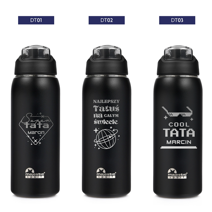 Butelka termiczna z grawerem dla Taty na Dzień Ojca Majestic Sport Delta 750 ml czarna