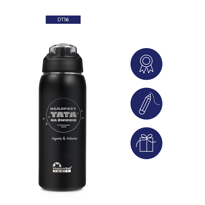 Butelka termiczna z grawerem dla Taty na Dzień Ojca Majestic Sport Delta 750 ml czarna