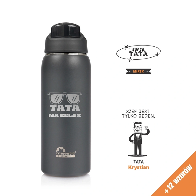 Butelka termiczna z grawerem dla Taty na Dzień Ojca Majestic Sport Delta 750 ml szara