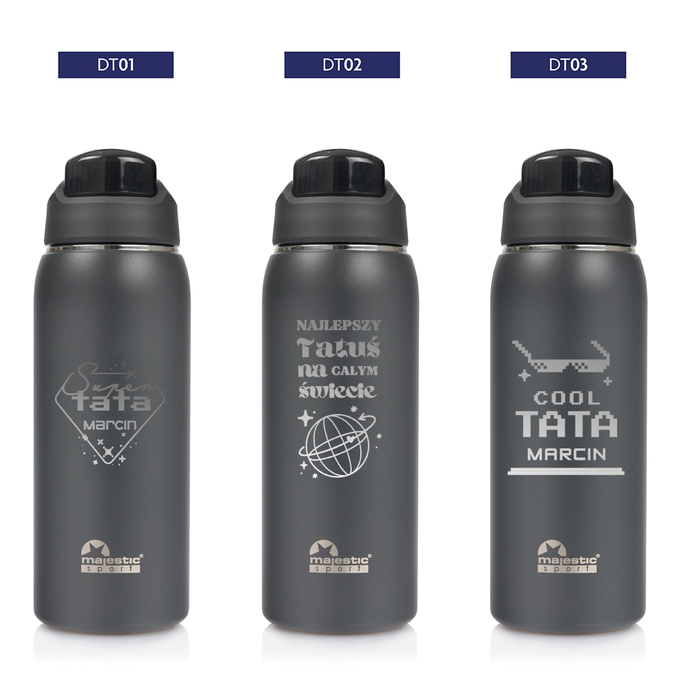 Butelka termiczna z grawerem dla Taty na Dzień Ojca Majestic Sport Delta 750 ml szara