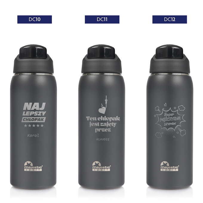 Butelka termiczna z grawerem na Dzień Chłopaka Majestic Sport Delta 750 ml szara