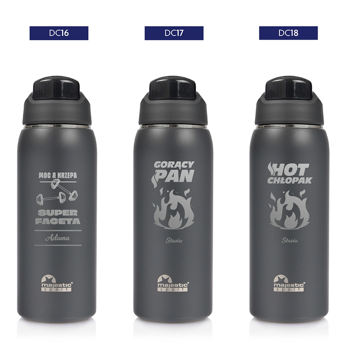 Butelka termiczna z grawerem na Dzień Chłopaka Majestic Sport Delta 750 ml szara