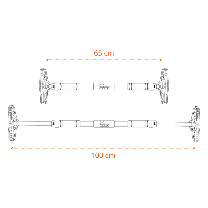 Czarny drążek do podciagania Majestic Sport GYMrod 65-100 cm, możliwość dopasowania długości