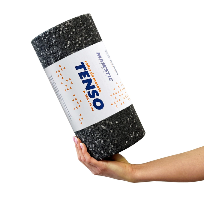 Duży roller do masażu EPP Majestic Sport TENSO 29,5x15 cm czarno-szary