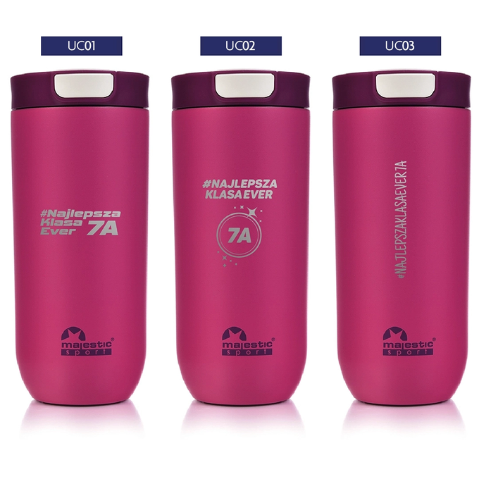 Fuksjowy kubek termiczny z grawerem dla ucznia, dla absolwenta, Majestic Sport Bullet 540 ml, różne wzory