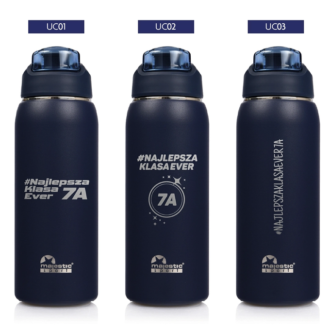 Grantowa butelka termiczna z grawerem dla ucznia, dla absolwenta, logotyp Majestic Sport Delta 750 ml, wybór nadruków