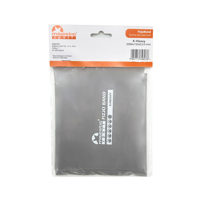 Guma do rehabilitacji Majestic Sport FizjoBand 2000x150x0,50 mm X-HEAVY szara