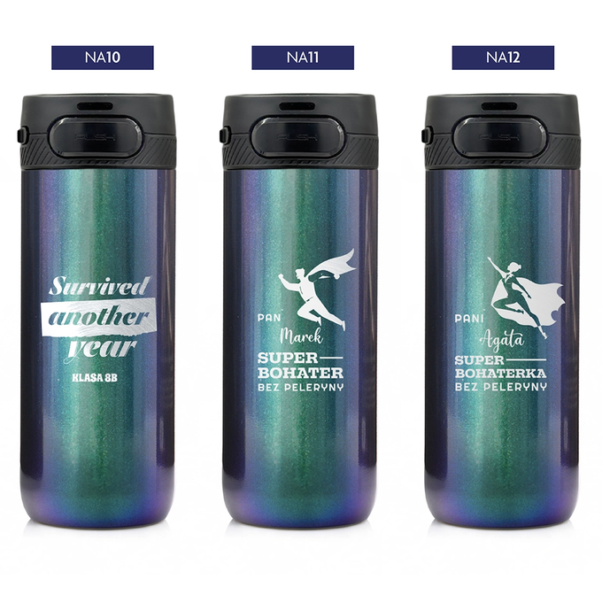 Holo zielony kubek termiczny z grawerem dla nauczyciela, z logotypem Majestic Sport, Nord 600 ml, wybór nadruku
