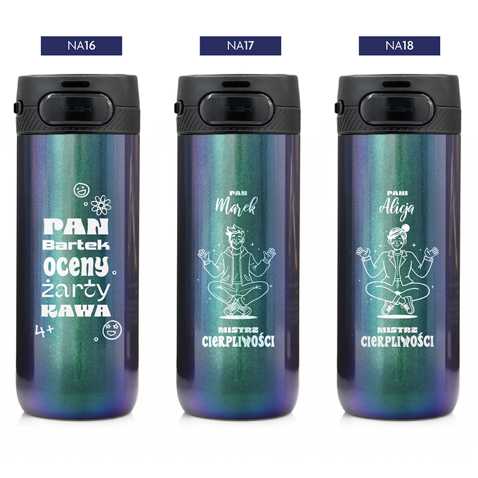 Holo zielony kubek termiczny z grawerem dla nauczyciela, z logotypem Majestic Sport, Nord 600 ml, wybór nadruku