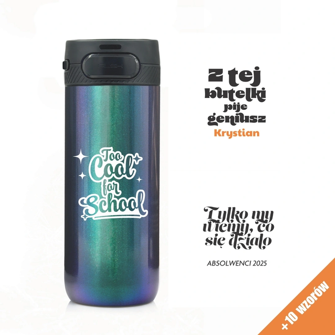 Holo zielony kubek termiczny z grawerem dla ucznia, dla absolwenta Majestic Sport Nord 600 ml, wybór nadruków