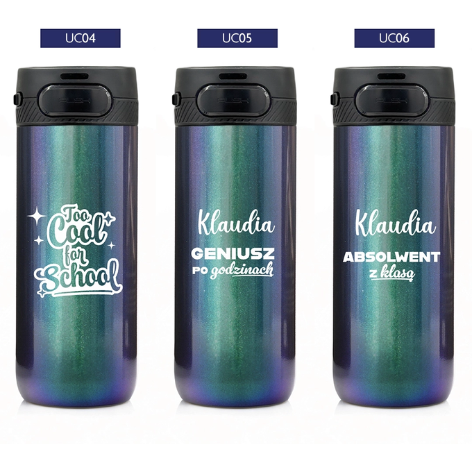 Holo zielony kubek termiczny z grawerem dla ucznia, dla absolwenta Majestic Sport Nord 600 ml, wybór nadruków