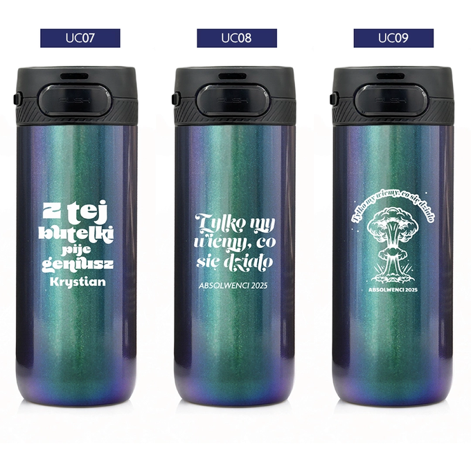Holo zielony kubek termiczny z grawerem dla ucznia, dla absolwenta Majestic Sport Nord 600 ml, wybór nadruków