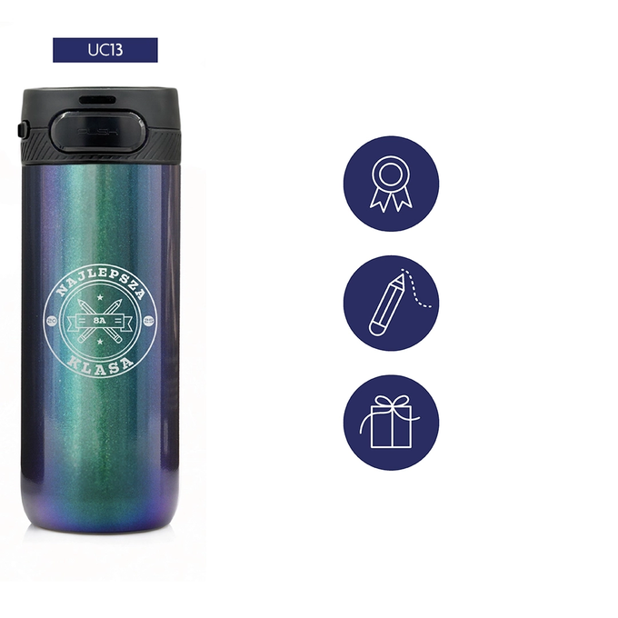 Holo zielony kubek termiczny z grawerem dla ucznia, dla absolwenta Majestic Sport Nord 600 ml, wybór nadruków