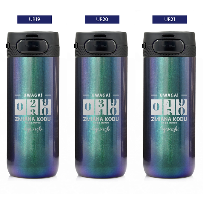 Holograficzny kubek termiczny z grawerem na urodziny z logotypem Majestic Sport Nord, o pojemności 600 ml, wybór wzorów
