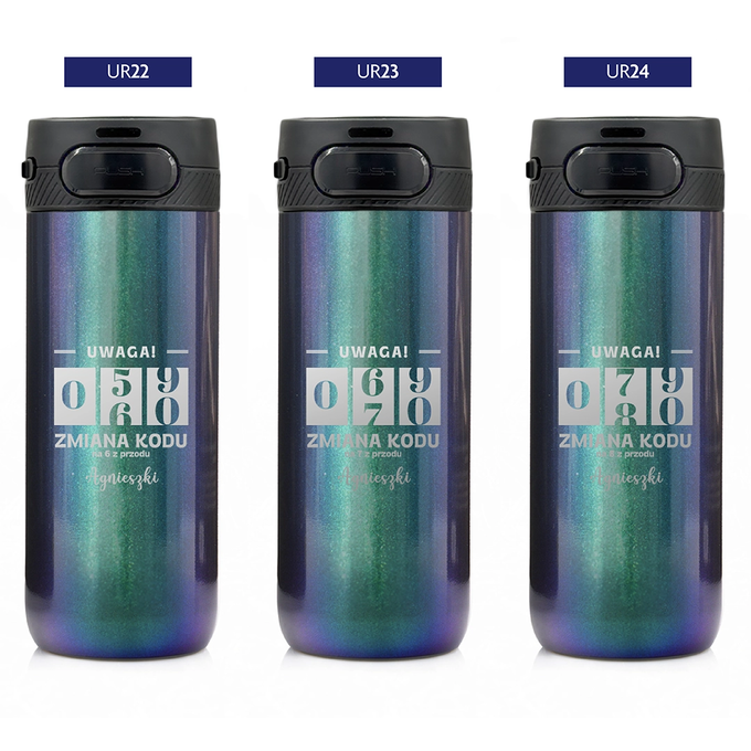 Holograficzny kubek termiczny z grawerem na urodziny z logotypem Majestic Sport Nord, o pojemności 600 ml, wybór wzorów