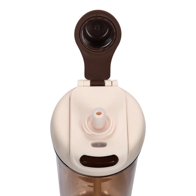 Kawowa butelka tritanowa na wodę o pojemności 950ml, Majestic Sport Zoya z otwieranym ustnikiem ze słomką