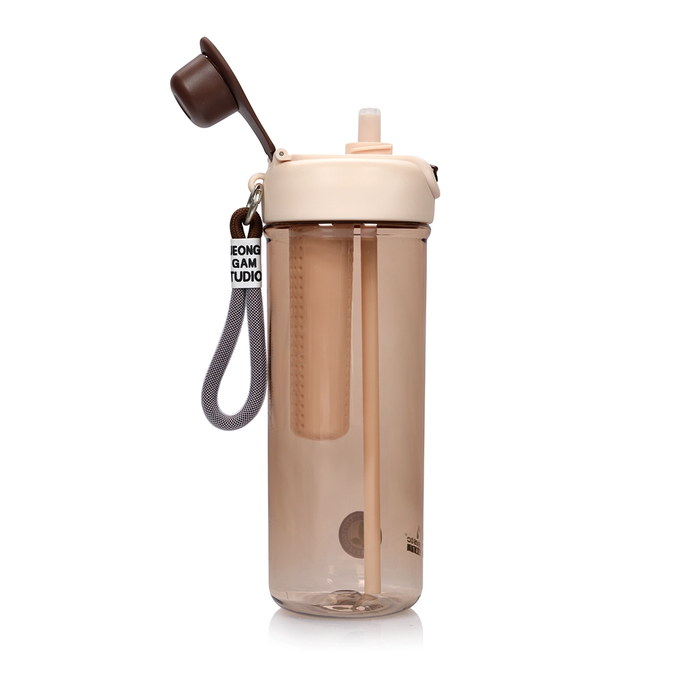 Kawowa butelka tritanowa na wodę o pojemności 950ml, Majestic Sport Zoya, z ustnikiem i słomką do picia 2w1