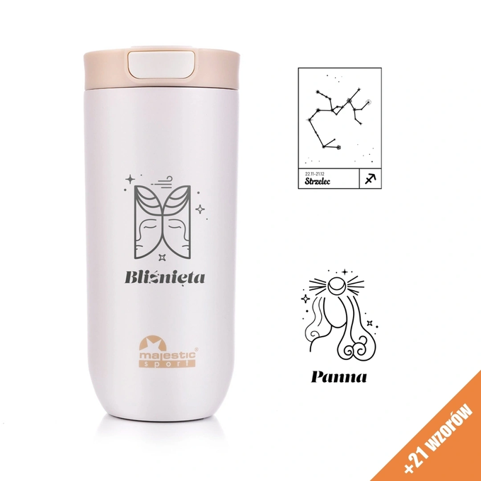 Kubek termiczny Majestic Sport Bullet 540 ml beżowy - Znak Zodiaku