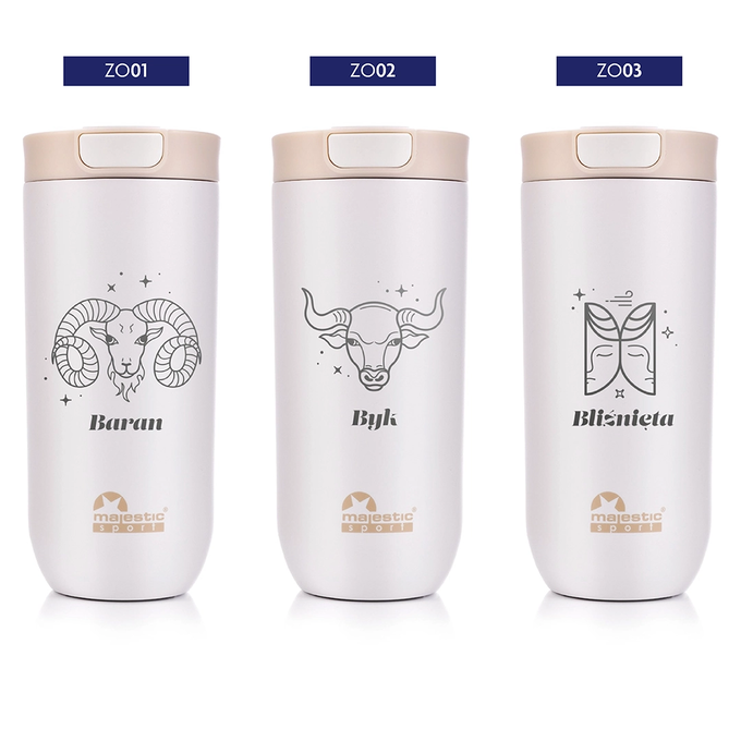 Kubek termiczny Majestic Sport Bullet 540 ml beżowy - Znak Zodiaku