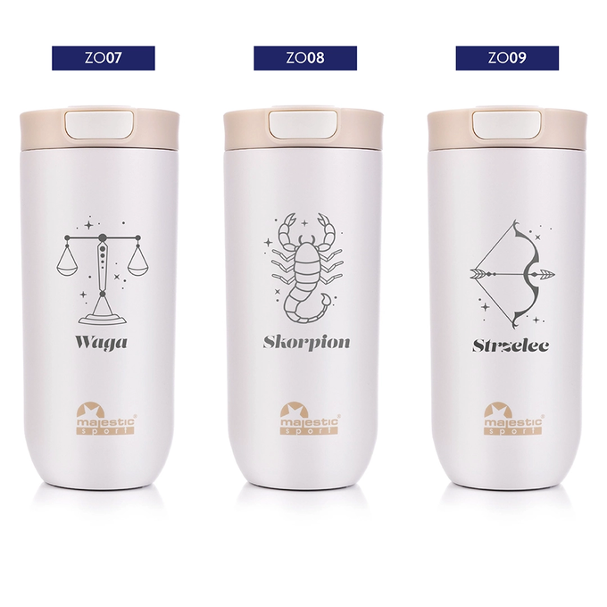Kubek termiczny Majestic Sport Bullet 540 ml beżowy - Znak Zodiaku