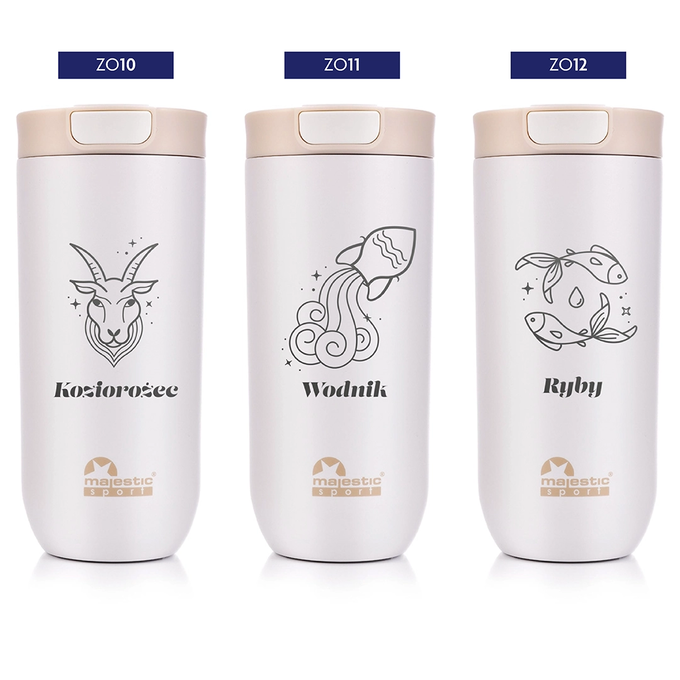 Kubek termiczny Majestic Sport Bullet 540 ml beżowy - Znak Zodiaku
