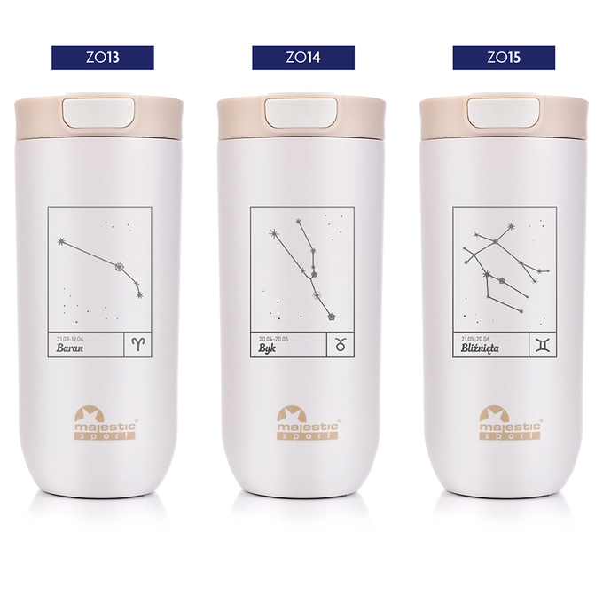 Kubek termiczny Majestic Sport Bullet 540 ml beżowy - Znak Zodiaku