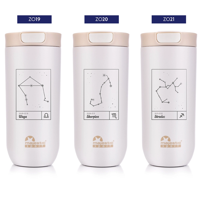 Kubek termiczny Majestic Sport Bullet 540 ml beżowy - Znak Zodiaku