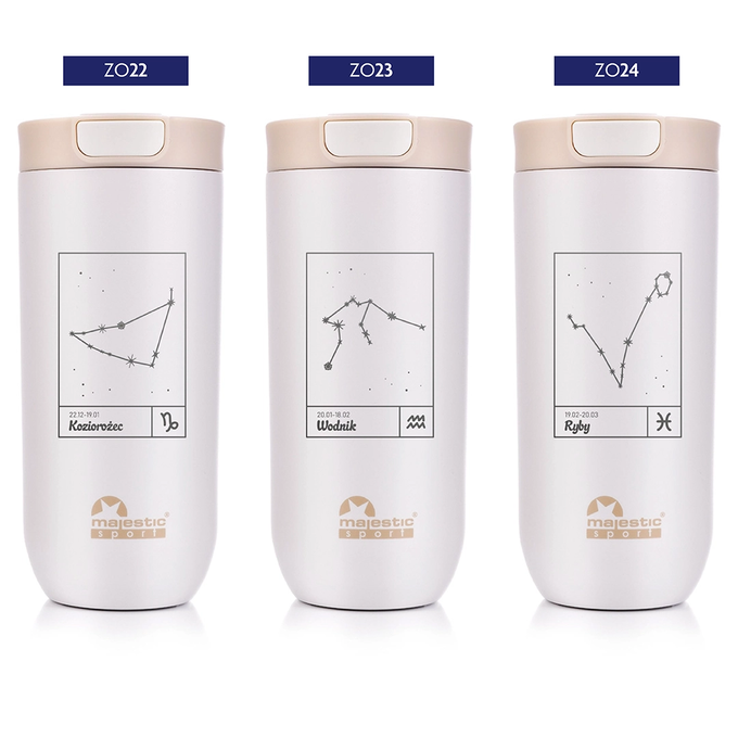 Kubek termiczny Majestic Sport Bullet 540 ml beżowy - Znak Zodiaku