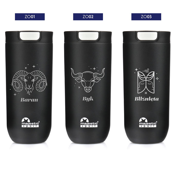 Kubek termiczny Majestic Sport Bullet 540 ml czarny - Znak Zodiaku