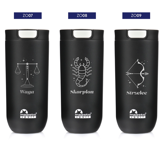 Kubek termiczny Majestic Sport Bullet 540 ml czarny - Znak Zodiaku