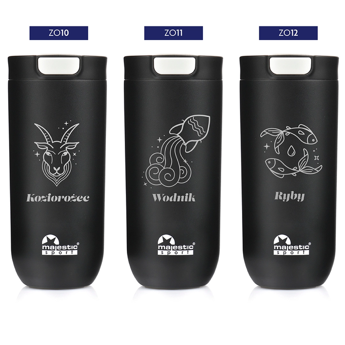 Kubek termiczny Majestic Sport Bullet 540 ml czarny - Znak Zodiaku