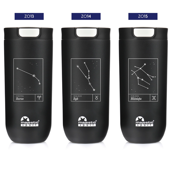 Kubek termiczny Majestic Sport Bullet 540 ml czarny - Znak Zodiaku