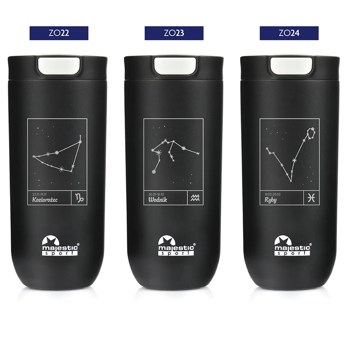 Kubek termiczny Majestic Sport Bullet 540 ml czarny - Znak Zodiaku
