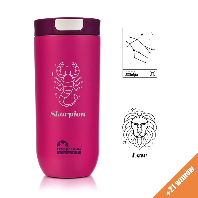 Kubek termiczny Majestic Sport Bullet 540 ml fuksja - Znak Zodiaku