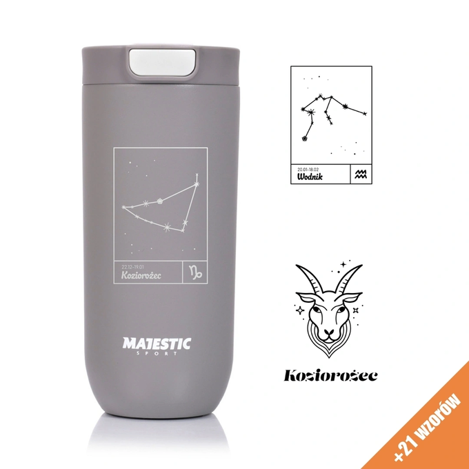 Kubek termiczny Majestic Sport Bullet 540 ml szary - Znak Zodiaku