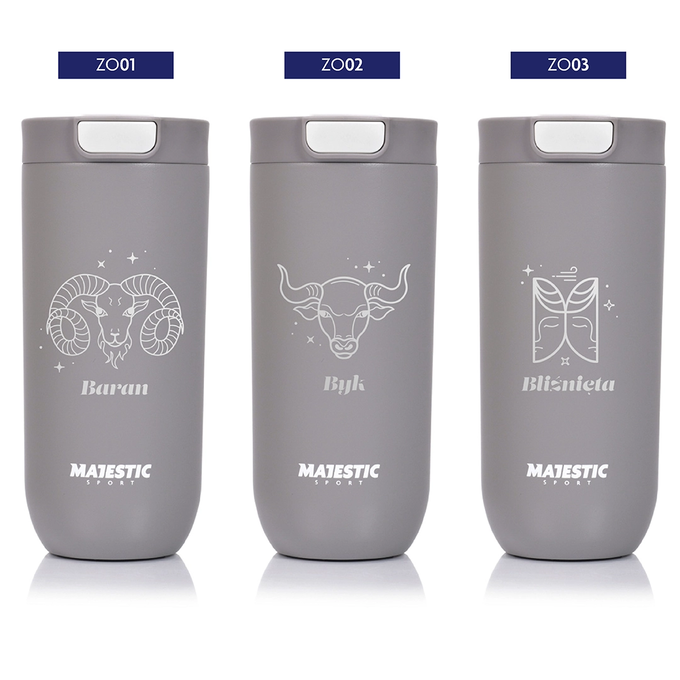Kubek termiczny Majestic Sport Bullet 540 ml szary - Znak Zodiaku